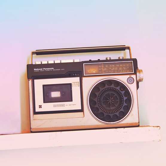 A pink portable Panasonic radio and cassette recorder 