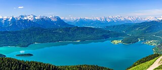 A slice of the Caribbean in the Alps: Lake Walchensee in Bavaria with its brilliantly green and blue coloured water.