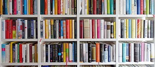 A few shelves of colourful books 