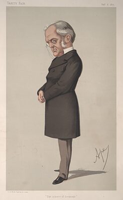 1875 Vanity Fair caricature of Friedrich Max Mueller.