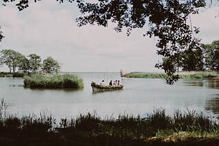 Die Hochzeitszeremonie fand in der Bernsteinbucht statt, wo Karolis jeden Tag arbeitet. Die Frischvermählten und ihre Trauzeugen fahren mit dem Boot zum Ort der Zeremonie am Strandbad, wo sie die Ringe austauschen. „Für uns ist das Boot ein Teil der Familie. Es „ernährt“ uns, wir haben es selbst zusammen mit einem alten Fischer gebaut. Das Bootfahren ist für uns heilig“, sagt Karolis.
