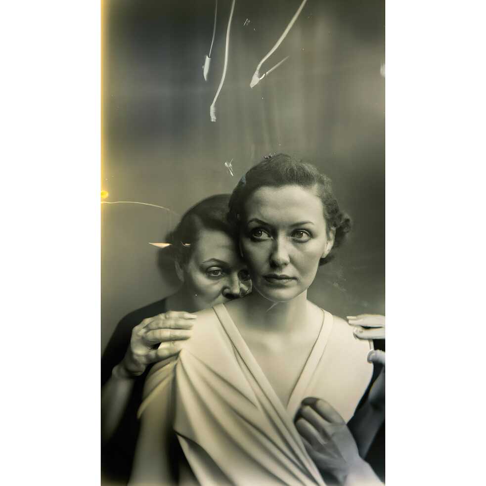 The award-winning “photo” titled “Pseudomnesia: The Electrician,” for which Boris Eldagsen was honored with the Sony World Photography Award in the “Creative” category. Eldagsen described the image as “a poignant black-and-white portrait of two women from different generations, reminiscent of the visual language of family portraits from the 1940s.” He created it using the DALL-E 2 image generator from OpenAI.