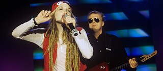 Luci van Org und Ralf Goldkind von Lucilectric bei einem Konzert am 01.06.1994 in Köln