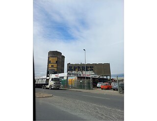 Taken from inside the bus during the food tour