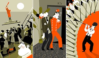 Szenen aus „Amerika“ von Franz Kafka © Illustrationen von Roberto Maján „Amerika“ von Franz Kafka