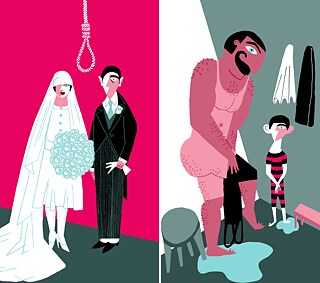 Szenen aus „Brief an den Vater“ von Franz Kafka © Illustrationen von Roberto Maján „Brief an den Vater“ von Franz Kafka