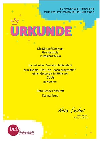Ropica Polska Urkunde