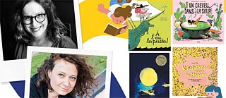 Porträts zweier Frauen und Buchcover