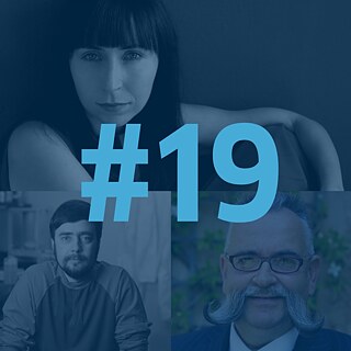 Image of the three guests with a number 19 in front  ©  Janek Zamoyski, Leo Darwin Vogel & M. Scott Brauer Talking Culture #19