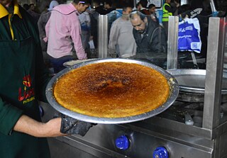 The basic kunafa recipe relies on the crunchiness of the butter-coated filo shreds, and the scented sugary syrup that dominates each bite. Nuts or mildly sweetened cream, or cheese, are the typical additions. 