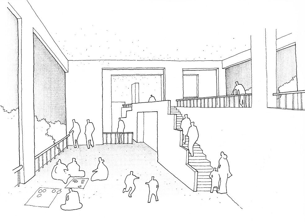 Sketch, Sky-Lobbies in the MHADA Housing Project, 1999