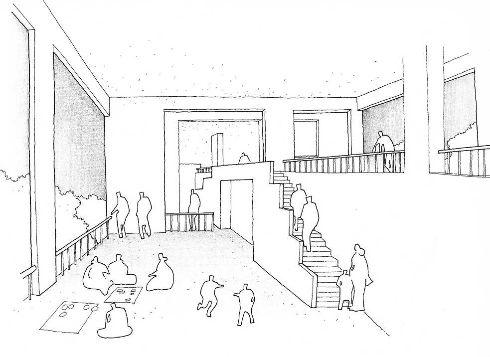 Sketch, Sky-Lobbies in the MHADA Housing Project, 1999
