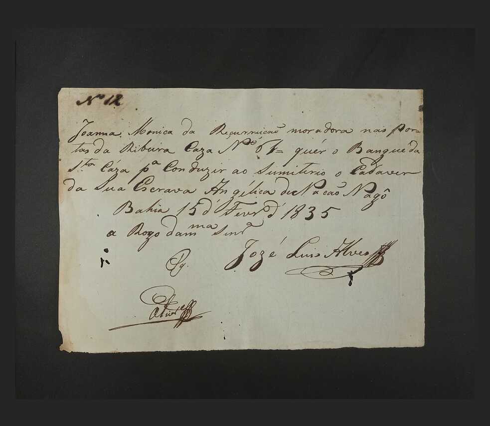 Anuncio proveniente del Banguê, 15 de febrero de 1835, Santa Casa da Bahia