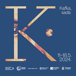 K. Kafka, sada - kvadratni tizer s tekstom i logotipima