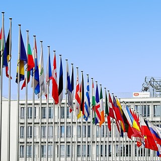 Die Flaggen Europas im wind