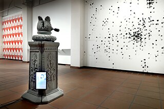 Exhibition view at the opening of "sometimes i hold onto the air"