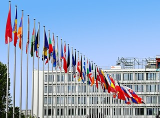 Die Flaggen Europas im wind