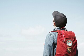 Student looking at the sky