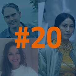 Episode 20 logo for talking culture with three portraits and the number 20 in front of the portraits
