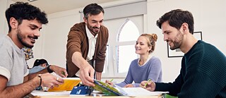 A group in a workshop environment