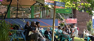 General images of the Edinburgh International Book Festival Village at Edinburgh College of Art on Lauriston Place in Edinburgh, taken duing the 2021 August Festival.