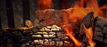 Brennendes Holzscheit