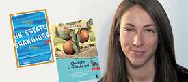 Photo of the translator Scilla Forti and two italian book cover