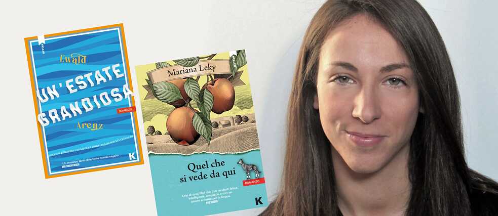Photo of the translator Scilla Forti and two italian book cover