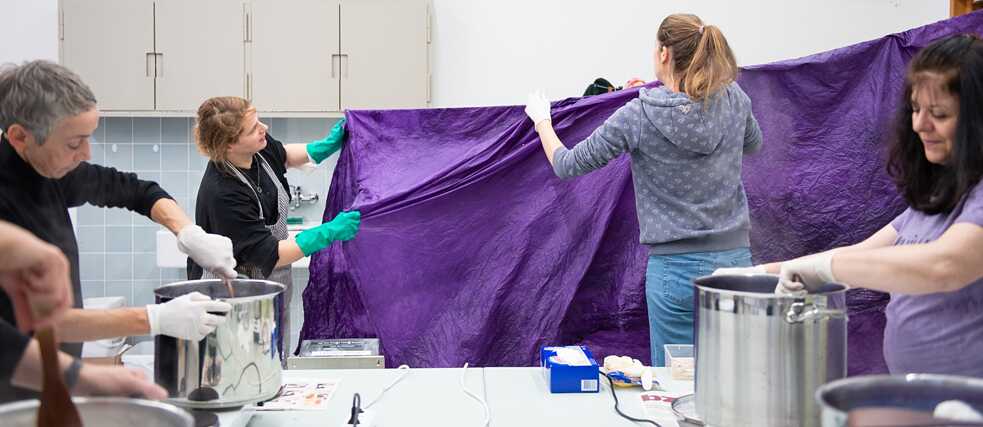 A joint workshop with museum colleagues was devoted to producing Ruth Buchanan’s work Spiral Time, 2022.