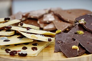Blocks of chocolate on display in the packaging-free store