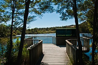The boardwalk leading to the springs has information boards along the way.