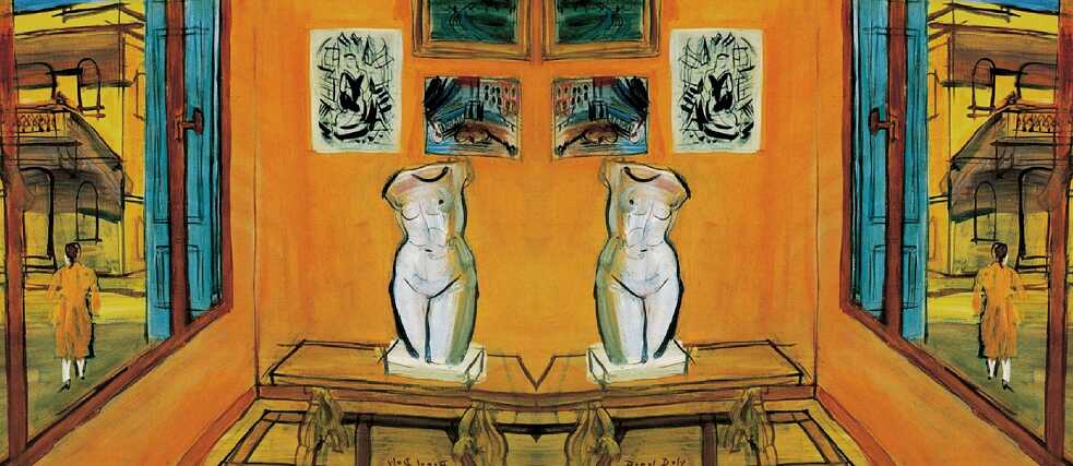 Raoul Duffy: Atelier con torso. Das Motiv wurde auf dem Umschlag der deutschen Ausgabe von Erich Kästners Fabian. Die Geschichte eines Moralisten verwendet.