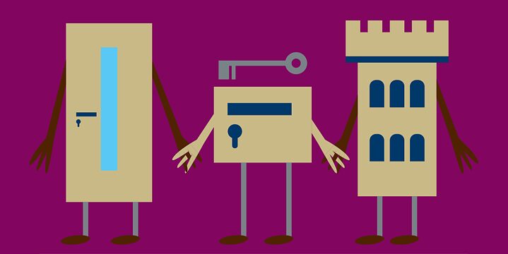 Bunte Illustration von verschlossenen Gebäuden