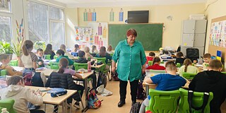 Učiteľka Medzinárodnej ukrajinskej školy vo Vilniuse Oľha Polovynnyk z Chersonskej oblasti