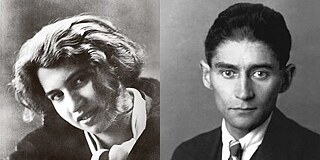 Links: Dora Diamantová op een zwart-wit foto van een onbekende auteur uit de tweede helft van de jaren 1920. Rechts: Laatst bekende foto van Franz Kafka tussen 1923 en 1924