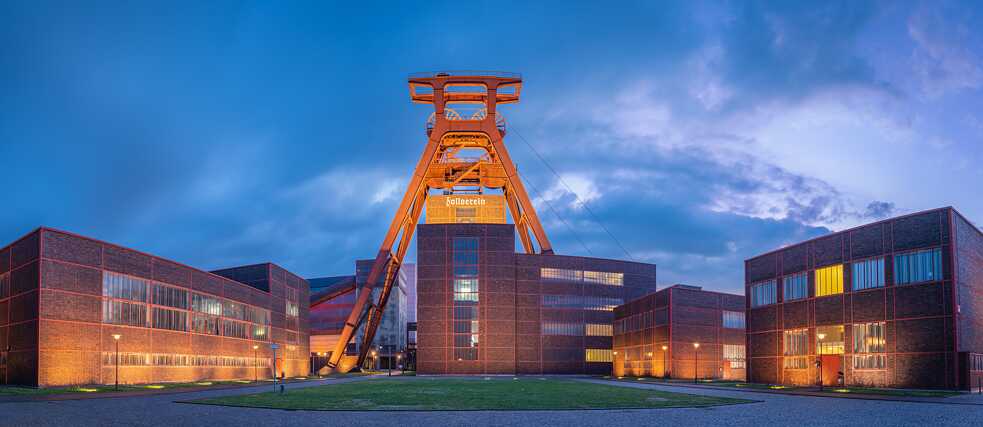 The iconic red twin pithead winding tower is also dubbed the “Eiffel Tower of the Ruhr”.