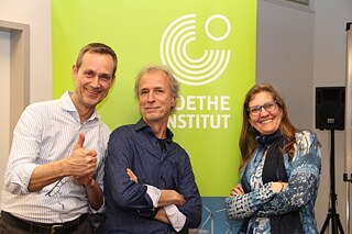 v.l.n.r.: Die PASCH-Koordinator*innen für Italien (Klaus Dorwarth), die Region Südwesteuropa (Gerhard Salbeck) und Spanien (Bettina Schätzl) 