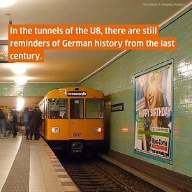 The U-Bahn line U8 crosses Berlin from north to south, stopping at central places such as Alexanderplatz. 