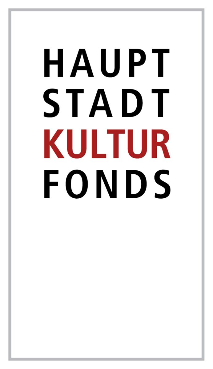 Black and red lettering on a white background Hauptstadt Kultur Fonds