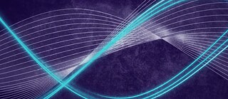 Banner blue neon and sound waves background Music AMT