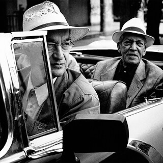 Wim Wenders and Compay Segundo during the shooting of Buena Vista Social Club