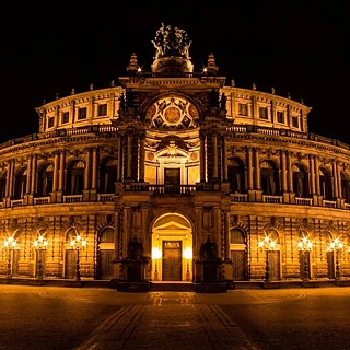 Semper Opera Dresden illuminated at night