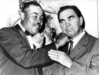 Heavyweight boxers Joe Louis and Max Schmeling box against each other in a mock fight