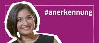 lila Hintergrund, lächelnde Beril