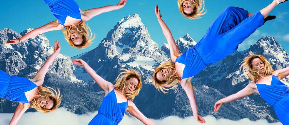 A woman in the background Mountains  