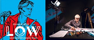 Cover Buch "Low" (David Bowie am Mikrofon). Reinhard Kleist beim Zeichnen