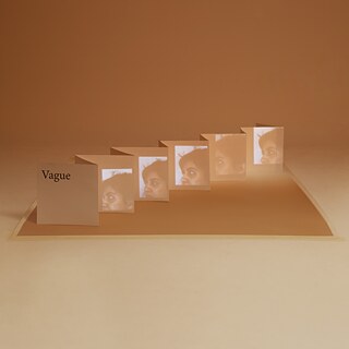 Auf dem Bild präsentiert Mariana Domingues Novo sich als Künstlerin und zeigt einige Fotografien und Skizzen.