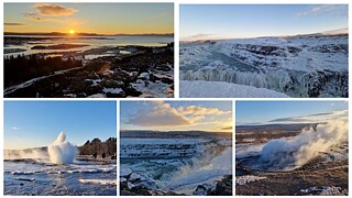 Fotocollage vom Golden Circle (berühmte Panoramastraße in Island)