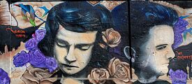 Graffiti on the Munich slaughterhouse grounds in memory of Sophie and Hans Scholl and their resistance group “White Rose”