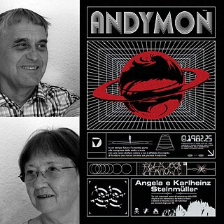 Angela und Karlheinz Steinmüller mit dem italienischen Cover von ihrem Buch "Andymon"